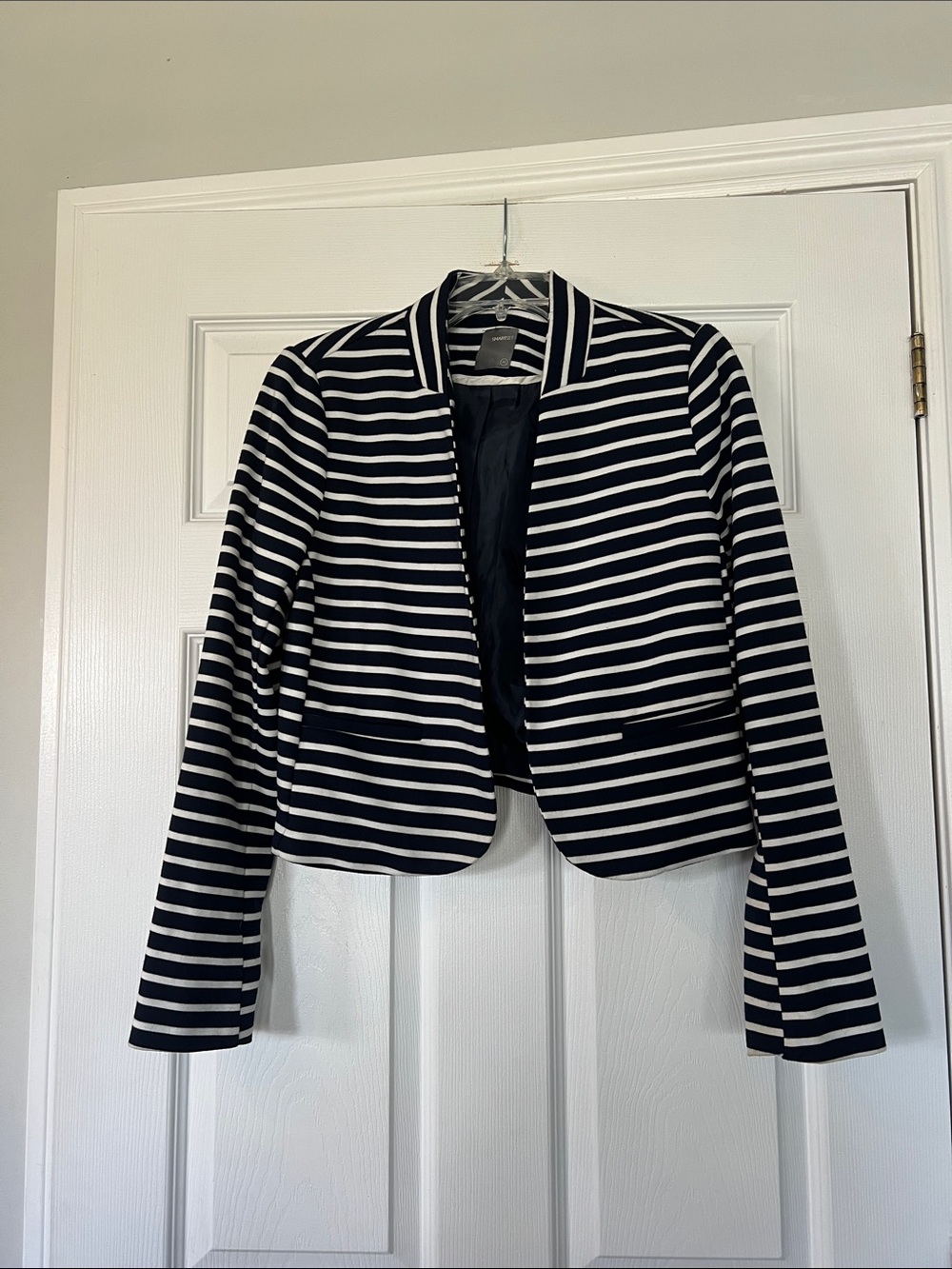 Smart Set Navy and White Striped Cropped Blazer